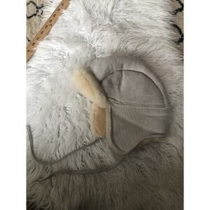 Vintage Aspen Mountain Caps. Sheepskin Cap Ear Flaps Chin Tie. Gray Adult. V